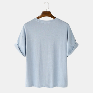 T-shirts pour hommes élégants à col rond, design unique sur mesure, vêtements décontractés à la mode, tissu en toile 100% coton, impression par transfert thermique, couleur unie - Product Image 2