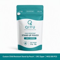 MOQ 500 pièces Sacs Mylar comestibles à fond plat avec impression par gravure, résistants aux enfants, pour portions individuelles de 3,5g, 7g, 14g, 28g, avec boîte