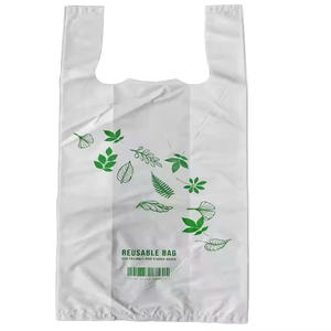 Sac en plastique T-shirt avec logo imprimé merci sac en plastique pour l'alimentation de supermarché, taille personnalisée - Product Image 5