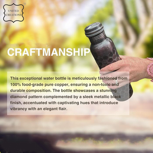 ขวดน้ำทองแดงโบราณรูปทรงเพชรสีดำรูปทรงค้อนออกแบบให้ดื่มโดยตรงน้ำทองแดงอายุรเวทสำหรับต้ม - Product Image 5