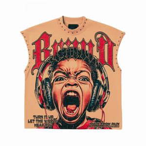 Tendance Streetwear Débardeur Surdimensionné Sans Manches T-shirt Style Mode Unisexe Impression Personnalisée OEM Fourniture Directe D'usine - Product Image 6