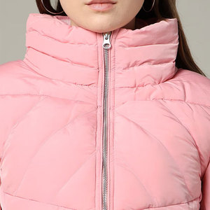 Womens High Collar Puffer <b>Jacket</b> <b>Down</b> Soft Pink Cotton <b>Filling</b> Quilted Nylon Lining Winter <b>Jacket</b> - Product Image 5