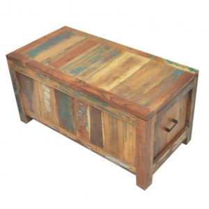Estuche de almacenamiento de madera recuperada sólida estilo Somerset Sandook Chest decoración del hogar mesa de centro para sala de estar y entrada - Product Image 2