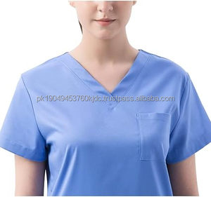 Uniformes médicaux personnalisables OEM pour infirmières, unisexes, en sergé de coton, avec détection d'aiguilles et fusion sans couture - Product Image 4
