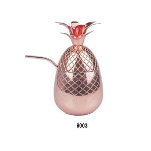 Martelé Antique Cuivre Moscou Mule Tasses Ananas Conception Fabriqué À La Main Cadeau Pour Mariage Et Fête - Product Image 4