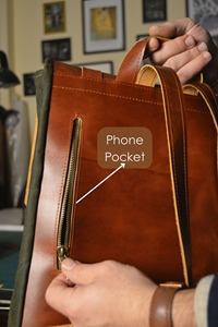 <b>Leather</b> Canvas Luxury <b>Backpack</b> Large Capacity Portable Breathable Lightweight Eco-Friendly Vintage Travel School <b>Laptop</b> Model - Product Image 4