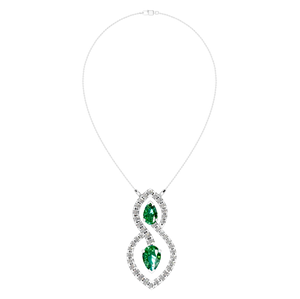 Collier élégant pendentif en forme d'émeraude et d'infini en diamant cultivé en laboratoire 950 pendentifs fins en forme de poire en platine et breloques - Product Image 3