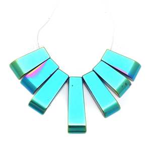 Chaîne de perles d'hématite naturelles graduées, turquoise rectangulaire Chakralume pour la fabrication de bijoux, vente en gros, approvisionnement en vrac - Product Image 3