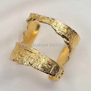 Ronds de serviette Décorations de banquet de mariage en métal Porte-serviettes en métal doré et argenté Fabriqué à la main Durable - Product Image 3