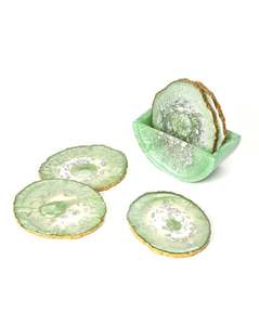 Ensemble de sous-verres en résine de qualité pour décoration de table, sous-verres personnalisés, présentoir pour tasses à thé, incrustation d'os - Product Image 1