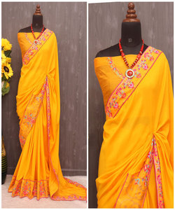 Sari de Seda y Algodón Estampado, Estilo Casual, Última Moda, Hermoso, para Mujer, Ideal para Bodas, Precio Bajo, Venta al Por Mayor - Product Image 3