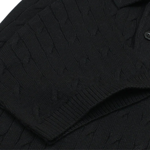 Polo de Punto Trenzado Oscuro para Hombre, Prenda de Punto de Algodón Premium, Manga Corta, Texturizado, Corte Clásico, Ropa Casual Elegante - Product Image 4