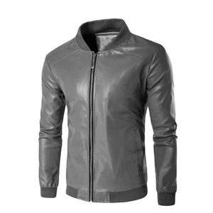 Veste en simili cuir classique pour homme, col montant zippé, style streetwear - Product Image 6