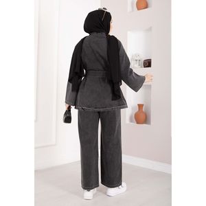 Traje Casual de Mezclilla Negro con Detalle de Cinturón, Chaqueta y Pantalones - Product Image 6