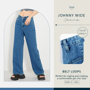 Johnny กางเกงยีนส์ขากว้างสำหรับผู้หญิง, กางเกงยีนส์ลำลองขาตรงไซส์ใหญ่พิเศษระบายอากาศได้ดีมีสไตล์ - Product Image 2