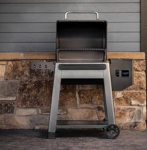 Barbecue et fumoir à granulés de bois moderne en acier inoxydable noir thermolaqué 653 pouces carrés avec contrôle tactile Wi-Fi pour cuisson extérieure et camping - Product Image 1