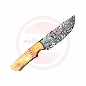 Couteau de chasse en acier Damas fait main avec manche en bois et gaine en cuir | couteaux de chasse à lame fixe - Product Image 2
