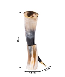 Corne à boire Viking de meilleure qualité avec support en verre véritable Design de luxe vintage pour l'occasion de fête du vin agate artisanat naturel - Product Image 2
