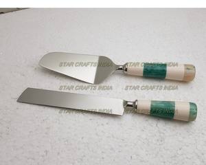 Wholesale Resin & Stainless Steel Cake Serving Set of 2 with <b>Mirror</b> Polish for Bake Ware Cake Tools Birthday Party Cake - Product Image 3