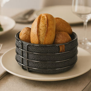 Bandeja de Almacenamiento Redonda Moderna de Algodón/Poliéster Natural con Diseño Desmontable para Vajilla, Cocina y Comedor - Product Image 2