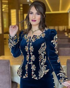 ÚLTIMO HERMOSO BORDADO EN CHAQUETA AZUL MARINO CON VESTIDO DE KARAKOU CON CUENTAS DE CRISTAL EMBELLECEDADAS, PIEDRA, PERLAS, TRABAJO DE DABKA = 2024 - Product Image 1