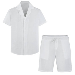 Precio al por mayor Color sólido Hombres Pantalones cortos Conjunto Nueva camiseta de verano de los hombres y pantalones cortos Conjunto Ropa informal Traje Personalización con logotipo - Product Image 1