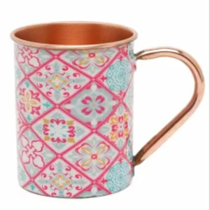 Tazas de Interior de Diseño con Atractivo Aspecto de Flores, Hojas y Pájaros, Fabricadas en Metal de Alta Calidad con Acabado Antiguo de Cobre - Product Image 6