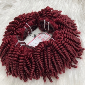 Raw Virgin Double Drawn Extensiones de cabello rojo de 12 pulgadas Máquina de trama de cabello humano rizado Suelto - Product Image 1