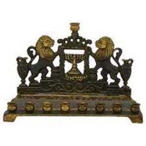 menorah hanukkah covered Stylish Brass Menorah Candle Holder Jewish Hanukkah <b>Lamp</b> Decorative Candle Stand Elegant Home Accent - Product Image 1
