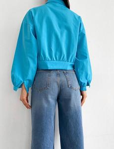 Ropa de protección solar informal de manga larga corta ajustada azul de verano para mujer de calidad Premium, blusas tejidas transpirables cómodas, camisas - Product Image 2