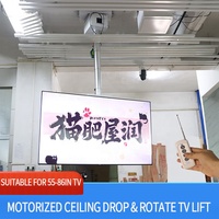 JGST Nouveau support de télévision motorisé à suspension télescopique cachée pour plafond, orientable et entièrement articulé, avec télécommande, capacité 86 pouces