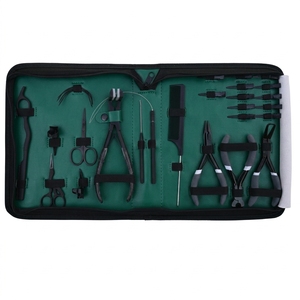 Kit d'outils pour extensions capillaires : Pince à micro-anneaux, Pince à sertir à mâchoires plates, Pince à sceller les extensions à bandes, Étui en cuir PU - Product Image 1