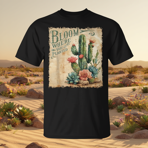 Camiseta Vintage con Diseño de Cactus 'Bloom Where You Are Planted', Ropa Promocional Retro para la Salud Mental - Product Image 3