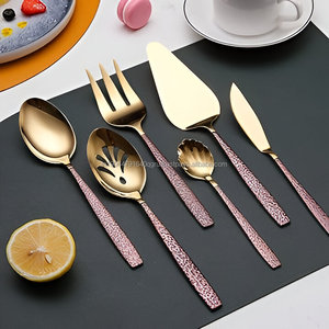 Vente chaude hôtel de luxe 6 pièces or couverts vaisselle personnalisé ensemble d'ustensiles de service pour la cuisine - Product Image 3