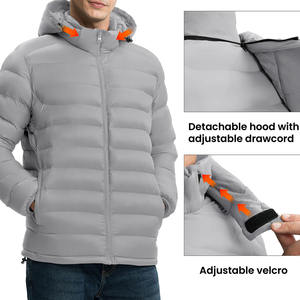 Vente en gros de veste à bulles pour hommes, vêtements d'hiver chauds avec capuche, coupe-vent avec fermeture éclair, veste matelassée coupe-vent, veste d'extérieur - Product Image 4