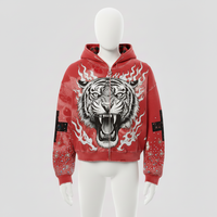 Sudadera con capucha desgastada de alta calidad para hombre, estilo Y2K, con cremallera completa, bordado personalizado, impresión DTF/DTG, corte regular, peso pesado, para invierno