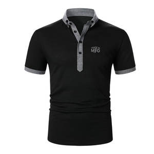 100% algodón para hombre para camiseta de polo Cómoda Lona de patrón sólido de secado rápido para hombres - Product Image 1