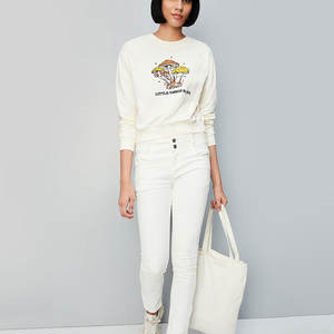 เสื้อคอกลมแขนยาวสำหรับผู้หญิงเสื้อสเวตเชิ้ตแบบสวมหัวทรงหลวมลำลองสำหรับออกกำลังกาย - Product Image 2