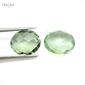 Paire de 2 Améthyste Verte 12X10MM Ovale Briolette Coupe Semi Naturelle Améthyste Verte Pierre Libre Grossiste & Fournisseur - Product Image 4