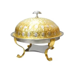 Olla caliente de acero inoxidable de alta calidad con detalles decorativos de nácar diseñada para servir comida en mesas de comedor redondas - Product Image 4