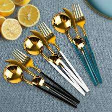 Vente en gros de couverts en or pour Restaurant hôtel, argenterie en acier inoxydable, ensemble de couverts pour mariage avec boîte cadeau - Product Image 4