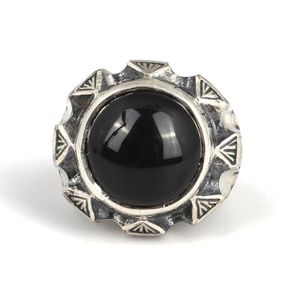 925 Sterling <b>Silver</b> Men's Ring with Radiant Cut Round Onyx and Agate Geometric <b>Pen</b> Design for Everyday Wear - Product Image 2