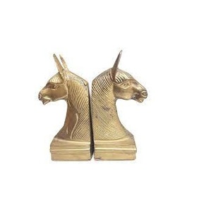 Serre-livres Vintage en laiton réglable Art Decor Longhorn Gazelle Impala Kudu deux paires de métal doré - Product Image 3