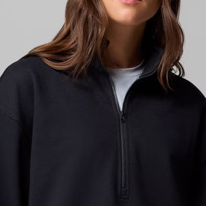 Women Solid Color <b>Fleece</b> <b>Sweatshirt</b> With Stand Collar For Winter Casual Wear High Quality Design Breathable Material Full Sleeve - Product Image 2