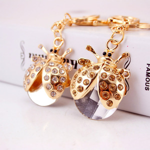 Porte-clés <span class=keywords><strong>Coccinelle</strong></span> en Strass avec Pendentif en Cristal Facetté, Alliage Doré pour Charme de Sac à Main, Cadeau - Product Image 1