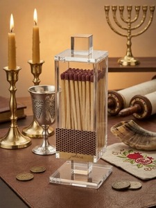 ที่วางไม้ขีดไฟอะคริลิคสุดหรูสำหรับไม้ขีดไฟยาว - ของขวัญยูดายิกาและของตกแต่งบ้านสำหรับจุดเทียน - Product Image 4