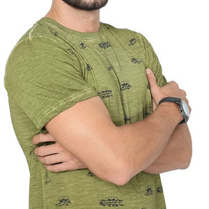 Venta al por mayor de camisetas de los hombres en el precio bajo 100% de algodón de alta calidad de lana Casual Impresión digital tejido Regular Fit frontal de color personalizado - Product Image 4