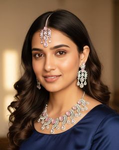 Conjunto de Collar y Aretes de Piedras para Mujer de la Mejor Calidad, con Joyería Antideslustre de Larga Duración para Fiestas, Hecho en India - Product Image 1