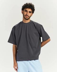 T-shirt homme gris anthracite uni décontracté coupe ample col ras du cou streetwear à manches courtes - Product Image 5