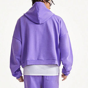 Sweat à capuche unisexe en molleton de coton 100% surdimensionné tendance pour hommes et femmes Pull décontracté Street Wear Regular Fit Winter Plain Dyed Pocket - Product Image 3